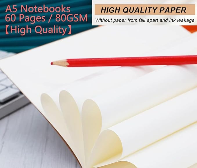 48 Pack A5 Kraft Notebook,Lines Pages - 60 Pages (30 Sheets), Wide Ruled,8.3”x 5.5” Small Kraft Notebook