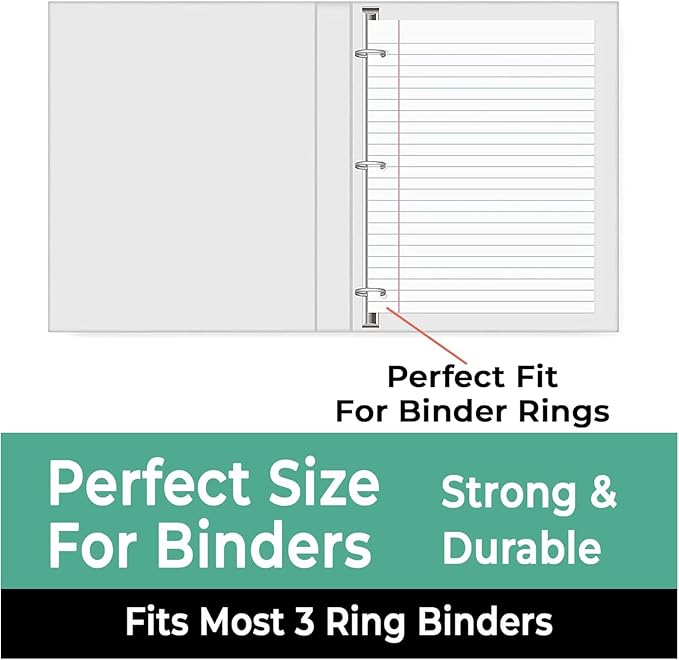 Loose Leaf Paper, 450 Sheets, 3 Pack, College Ruled Paper, 8" x 10.5", Bulk Office Filler Paper, 3 Hole Punched, 150 Sheets/Pack, 56 gsm Paper, College Ruled Notebook Paper for Binder, White