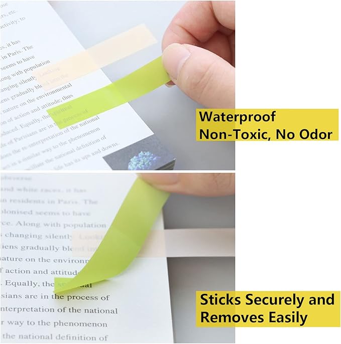 ELII 800pcs Books Tabs for Annotating,Sticky Tabs Clear Sticky Notes,Page Markers for Notebooks, Multi-Colored Writable and Repositionable Book Flags