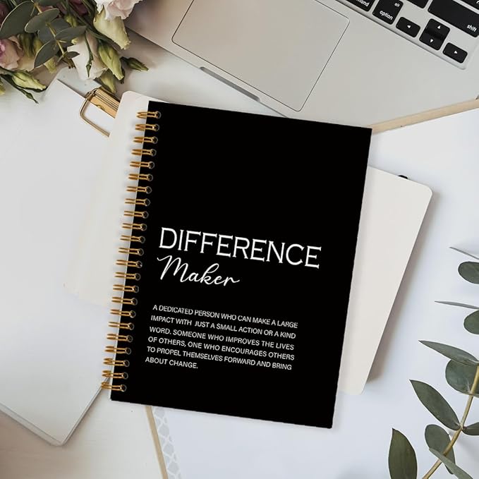 Difference Maker Gift, Difference Maker Definition Spiral Notebook Journal, Motivational Notebooks, Thank You Gifts for Women Men Teacher Coworkers, Hardcover Spiral Notebook 5.5x8.3(Black)
