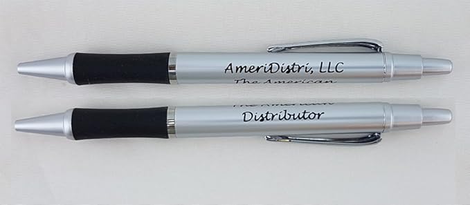 ezpencils - Personalized - Elegant Tip and Click Silver Accents on Silver Solid Color Body and Black Grip - Bullet Ballpoint Pens - 12 pkg - ** FREE PERZONALIZATION **