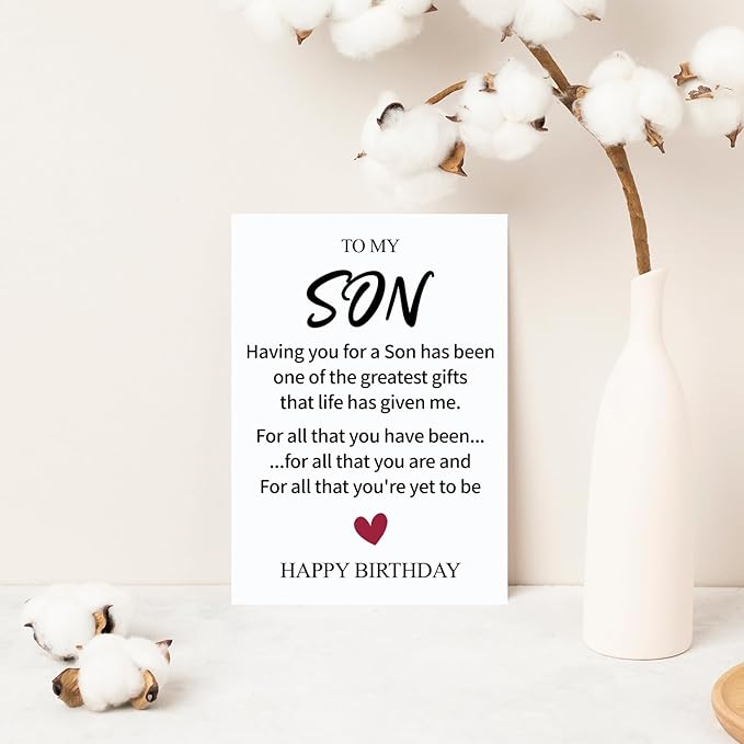 Lovely Birthday Card for Son Stepson Grandson Son in Law, Cute Birthday Gift from Dad Mom Parent, Unique Bday Decor For Boys