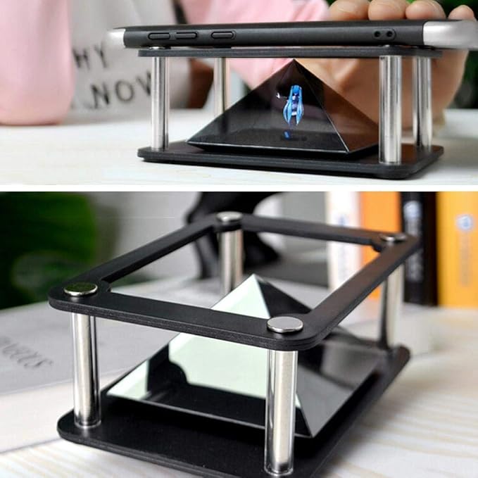3D Holographic Display Stands,Projector 3.5-6inch Mobile Smartphone Hologram Bracket,360° images Holographic Display Stands Projector,for Ad Display/Cartoon Interaction/Entertainment/Gift