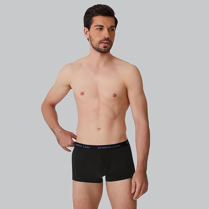 BAMBOO COOL Men's Ultra Breathable Underwear,No Riding Up Boxer Briefs with ComfortFlexible Waistband,Multipack
