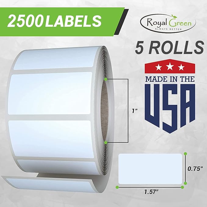 Small Color-Coding Label Roll 40mm x 19mm, 5 Rolls- 2500-Pack, Rectangular Labels Paper Sheets Bulk 1.57in x 0.75 in (Olive Green) by Royal Green