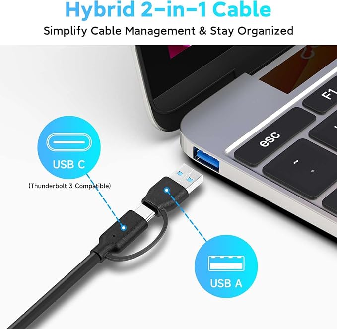 Powered USB 3.0 /USB C Hub, ikuai Aluminium 7-Port USB Hub Splitter with AC Adapter LED Individual On/Off Switches and 3.3ft Extended Long Cable for Laptop, Mac, PC, Flash Drive, Mobile HDD
