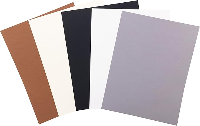 Cardstock 8.5 x 11 Paper Pack - 65lb Smooth Card Stock for Crafts, Cardmaking, Printers - 100 Scrapbook Sheets, 5 Assorted Colors - Double Sided with Solid Core, Neutral