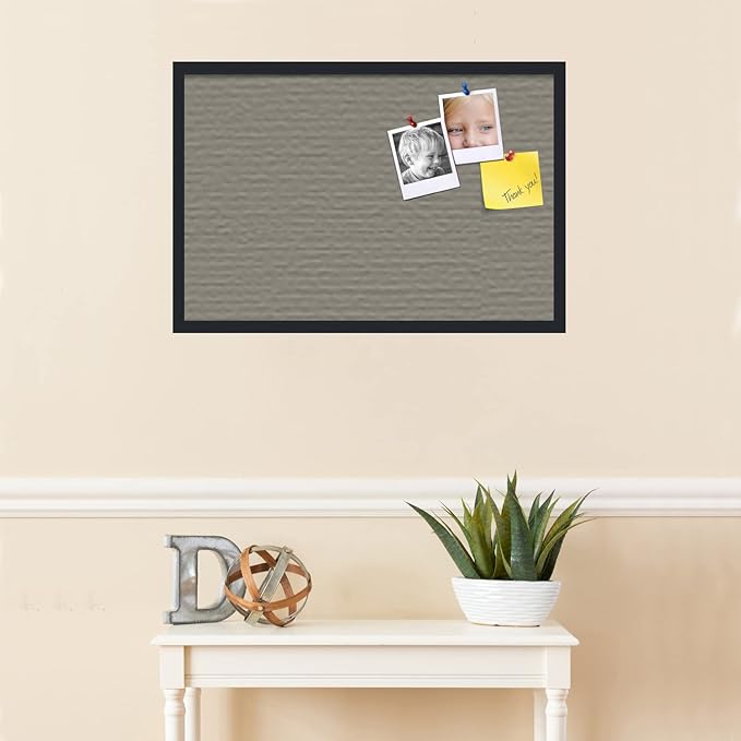 PinPix 30x20 Inch Cork Bulletin Board. This Decorative Framed Pin Board Comes with Pewter Design and a Satin Black Frame. Ideal for Home Office Decor or Message Board (PinPix-1812)