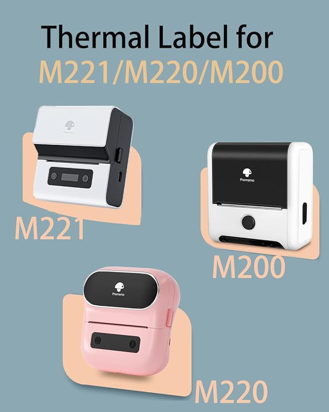 Phomemo Thermal Sticker Labels- 2.36"x 3.14"(60x80mm) Thermal Label for M221/M220/M200, for Barcode/Address/Mailing/Logo/Business/Home Tag