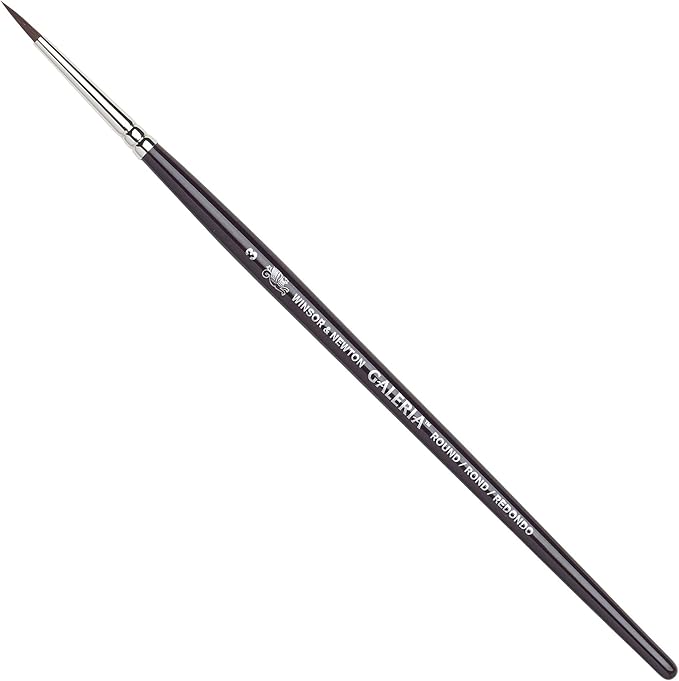 Winsor & Newton Galeria Round Short Handle Brush, Size 3, Silver