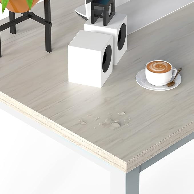 NSdirect Large Office Desk for Home Office, Large 63" Computer Desk Table, Wide Writing Study Desk for 2 Person, Metal Sturdy Frame Thicker Steel Legs, (White Oak, 63"L x 23.6"W x 29.5"H)