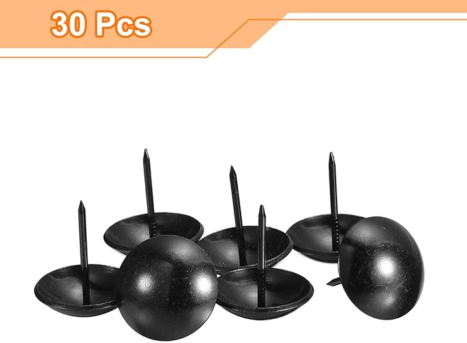 uxcell Upholstery Tacks Nail Pins Furniture, 10Pcs 25x28.5mm Thumb Tack Pins Assortment Kit Carbon Steel for Home Sofa DIY Decorative Nail Heads Nails, Black