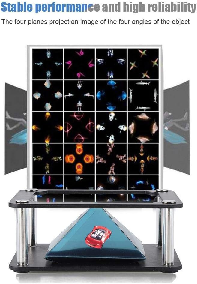 3D Holographic Display Stands,Projector 3.5-6inch Mobile Smartphone Hologram Bracket,360° images Holographic Display Stands Projector,for Ad Display/Cartoon Interaction/Entertainment/Gift