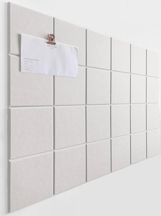 Cork Board 24 x36 Alternative - 6 Pack Felt Wall Tiles with Safe Removable Adhesive Tabs, Cork Boards for Walls Cork Board for Home Office Pin Board Tack Board - Warm White