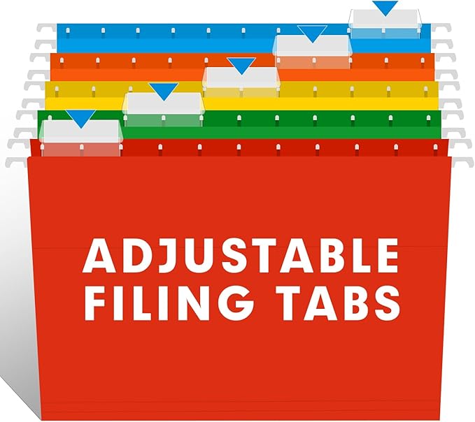 Hanging File Folders, RAZCC 30 Pack Reinforced Hanging Folders Letter Size, Designed for Bulky Files, Filing Cabinet, Adjustable Tabs, Assorted Colors