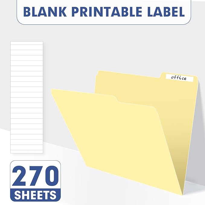 File Folder, PANDRI 270 Pack File Folder, 1/3 Cut Tab, Letter Size, Filing Folder for Office School Business, Manila