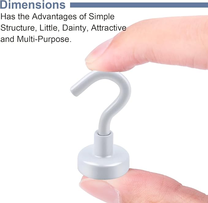 DIYMAG Magnetic Utility Hooks, 30Lbs Heavy Duty Rare Earth Neodymium Magnet Hooks with Nickel Coating for Kitchen, Garage, Cruise, Classroom, Workplace and Office etc, 3 Packs (White)