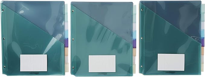 Amazon Basics Tab Dividers for 3 Ring Binder, Two Pocket, Letter Size, Assorted Colors, 24 Count