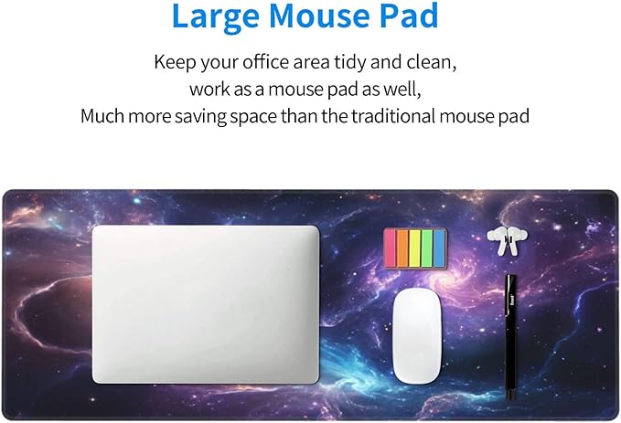 Gaming Mouse Pad Desk Pad,Extended Big Mouse Pad,31.5x11.8 Inch Long Computer Keyboard Mouse Mat Mousepad with 3mm Non-Slip Base and Stitched Edge for Gaming and Office… (Nebula)