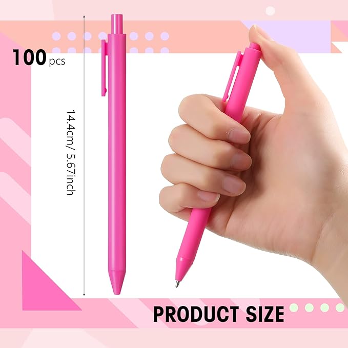 Fulmoon 50 Pcs Ballpoint Pens Bulk Retractable Comfortable Writing Pens Cute Back to School Supplies in Medium Point 1.0 mm for Teacher Student Bridal Shower Baby Shower (Rose Red)