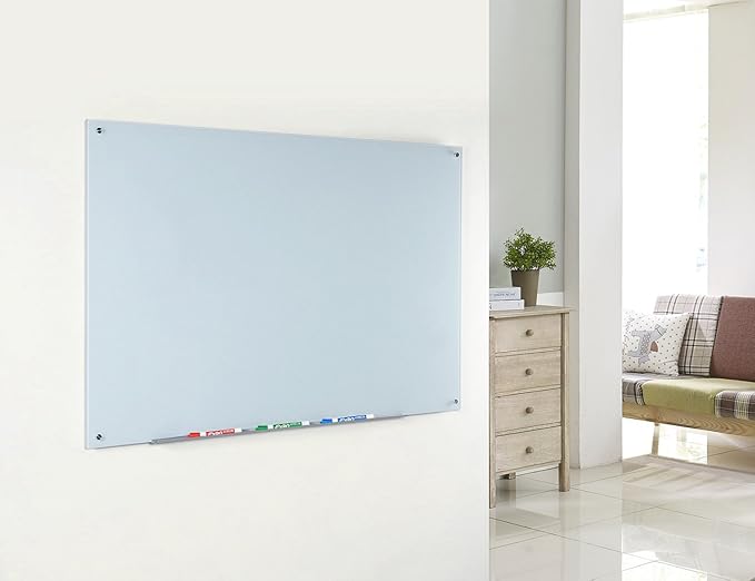 Audio-Visual Direct Magnetic White Glass Dry-Erase Board Set - 4' x 3' - Includes Magnets, Hardware & Marker Tray
