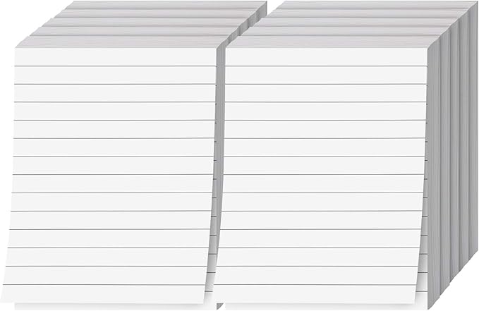 Memo Pads, White, With Black Lines – Lined Paper Notepads, Scratch / Writing Pad for Planning, To-Do Lists, Appointments, Reminders, Home, Office – 50 Sheets Per Pad, 10 Pads per Pack – 4.25" x 5.5"