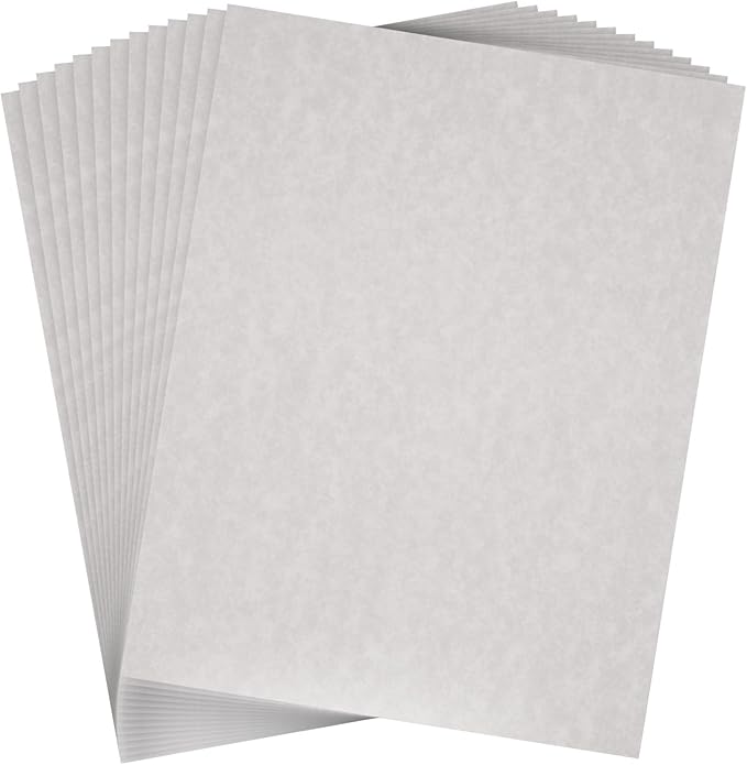 96 Sheets Grey Parchment Paper for Certificates, Resumes, Diplomas, 90 GSM Textured Stationary, Printer-Friendly - Gray Papers for Printing (8.5 x 11 inch)
