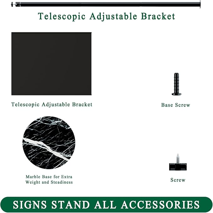 Adjustable Sign Holder 11 x 17, Floor Standing Sign Holder with Heavy Duty Marble Pedestal, Both Vertical & Horizontal View Sign Displayed Poster Stand for Store Business Show（Round）