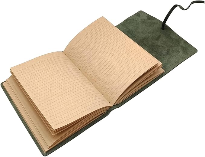 Green Notebook Journal - Nice Genuine Leather Journaling for write A5 Size Diary 6.2x8.5 Inch,Notepad For Women,Man,Vintage,Gifts,Work,Traveler,Personal, Dark Green