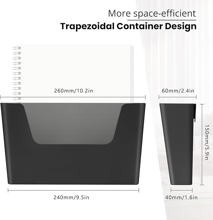 YOHOM No Drilling File Holders (Matte Black 5)