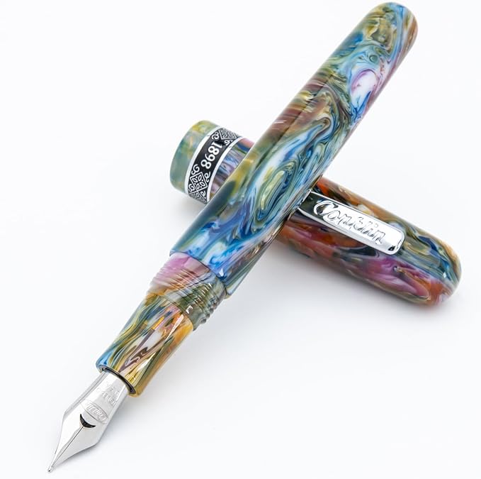 Conklin 1898 Fountain Pen, Misto Green - 14KT Gold Fine Nib | Luxury Writing Instrument with Unique Resin Blend | 14KT Gold Nib Made in Germany | Ideal for Pen Enthusiasts