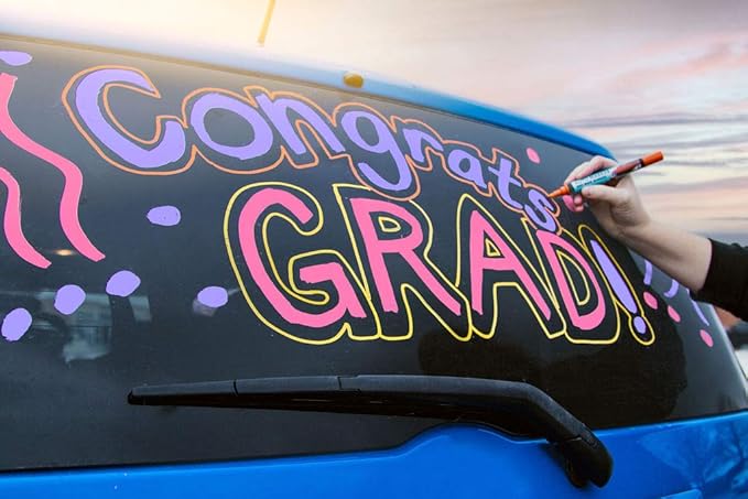 Window Markers for Glass Washable Car Window Paint Pen- Dry Erase Liquid Chalk Marker Car Decorations on All Surfaces, Tire, Windshield - Auto Marker, Autowriter, Rain Resistant (Purple, Jumbo Tip)