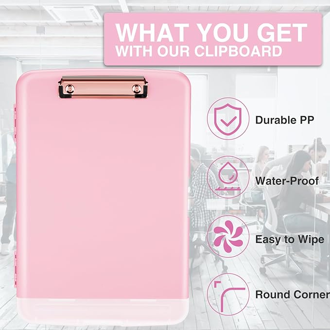 Sooez Clipboard with Storage, High Capacity Nursing Clipboard with Pen Holder, Clip Boards 8.5x11 with Storage, Low-Profile Clip, Lightweight Plastic Clipboard for Teachers, Lawers, Office Workers