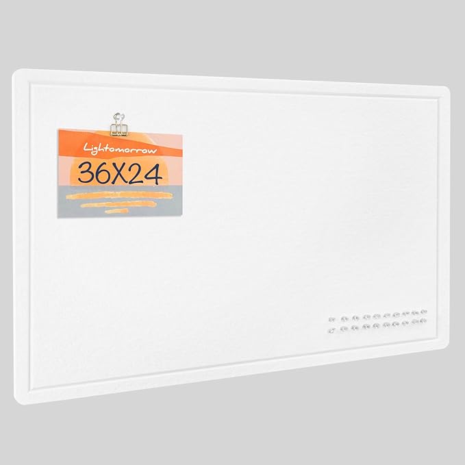 Bulletin Board, 36 x 24 Inches Felt Pin Board - Decorative Cork Alternative for Wall, 3' x 2' Foldable Picture Self-Adhesive Vision Prayer Board With 20 Pushpins - White