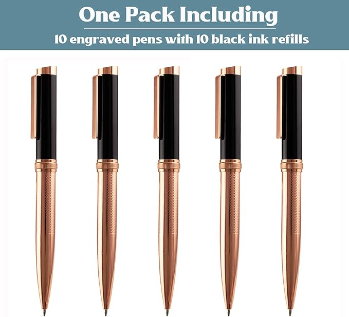 Ancolo Personalized Ballpoint Pens - Luxury Writing Pen with 10 Black Ink Refill Engraved with Your Message Name on the Pens Gift Set for Man/Women/Writers/Collection/Journalist