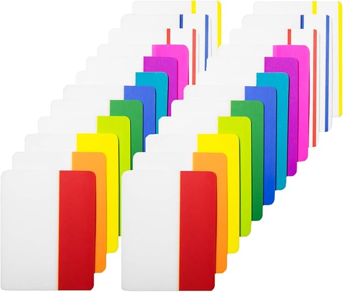 KICNIC 480 Pieces Sticky Tabs 2 Inch Index Tabs, Colored Page Markers Repositionable Tags Reading Tabs Self Adhesive Tape Flags for Books, Binders, Notebook and File Folders, [24 Sets 12 Colors]