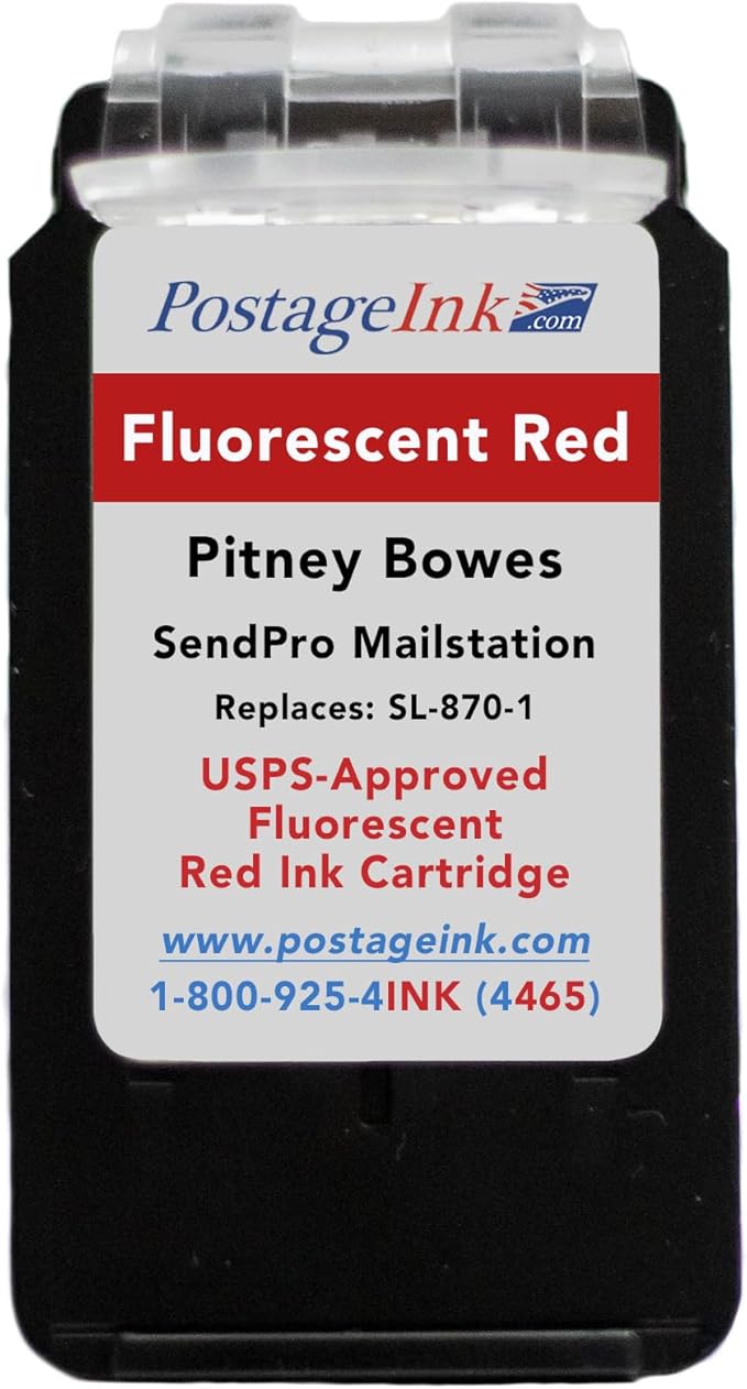 SL-870-1 Red Ink Cartridge for PB SendPro Mailstation (CSD1) Postage Meters (2-Pack)