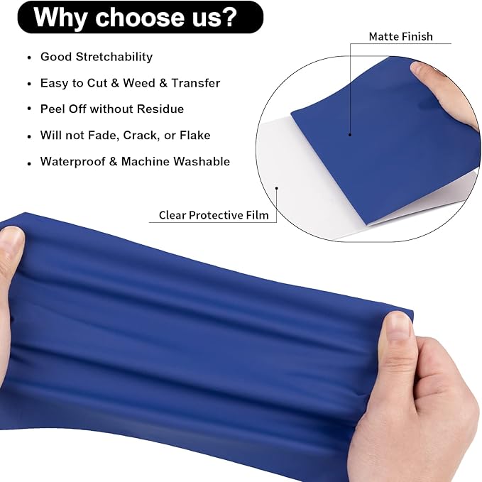 VINYL FROG Heat Transfer Vinyl Roll HTV Vinyl - 12"x12ft Royal Blue Iron on Vinyl for T-Shirts, Heat Press Vinyl for DIY Craft Designs (Royal Blue)