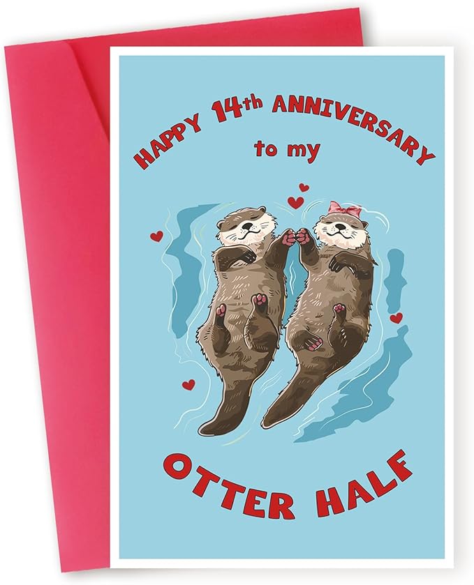Funny 14th Wedding Anniversary Card for Husband Wife,Lovely 14 Year Anniversary Card for Women Men,Unique 14 Anniversary Card Gifts for Him Her