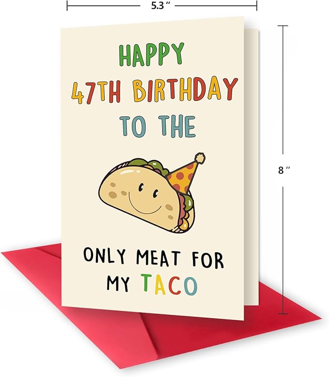 Funny 47th Birthday Card Gifts for Men, Happy 47th Birthday Decorations for Husband Him, Taco Gifts for 47 Years Old Bday Man, Cool 47 Mens Bday Ideas