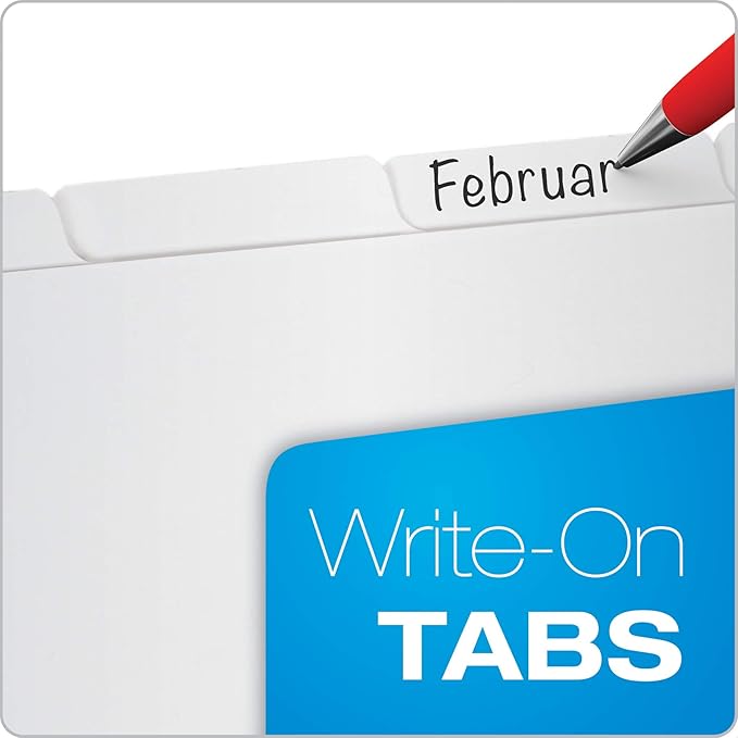 Oxford Blank Write On Binder Dividers, 1/5 Cut Tabs, 3 Hole Punch Dividers in 5 Tab Sets, 100 Dividers, 20 Sets, White (89981)