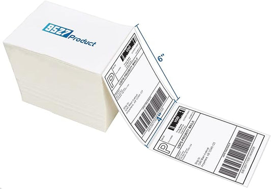 9527 Product Fanfold 4 x 6 Direct Thermal Labels White Perforated Shipping Label, 500 Labels per Stack,1 Stack