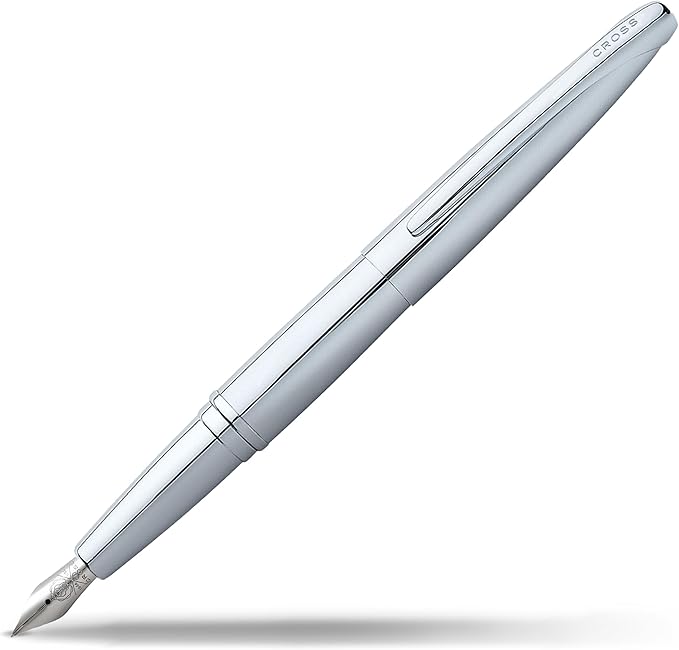 Cross ATX Refillable Fountain Presented in a Luxury Gift Box - Medium Point, Black Ink, Pure Chrome