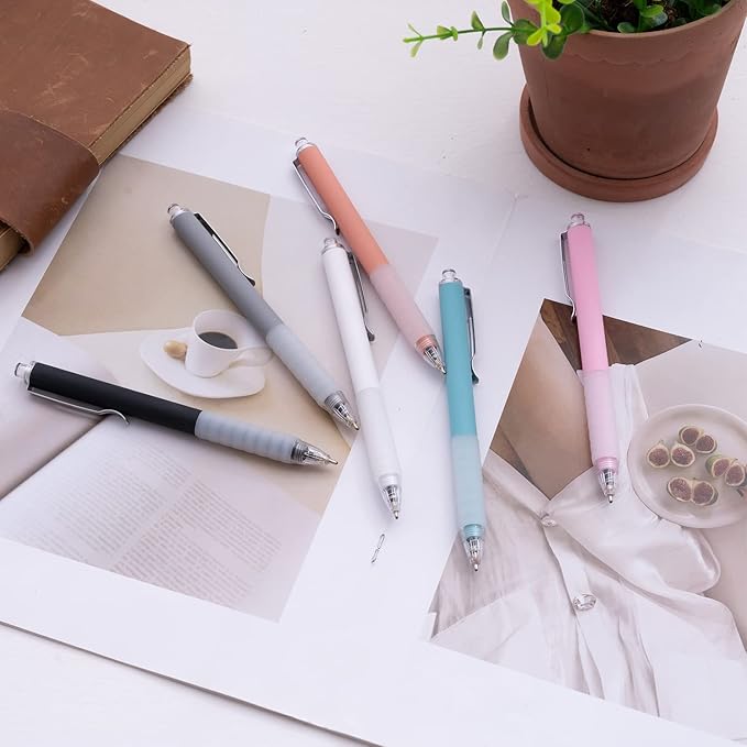 Linbsunne Ballpoint Pens Medium Point 1mm Black Ink Work Pen with Super Soft Grip Ball Point Pen for Men Women Retractable Office Pens (Silver Clip-18 count)