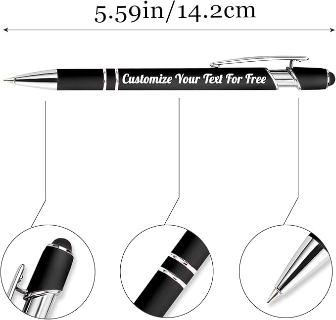Max 500 Pcs Personalized Pens Bulk, Custom Pens with Free Engraving, Customized Stylus Tip Ballpoint Pen with Your Name Massage Text for School Office Business Graduation Anniversaries-50 Packs