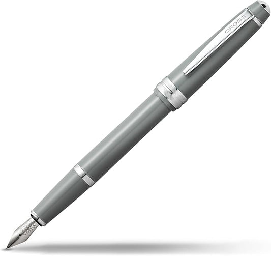 Cross Bailey Light Refillable Fountain Presented in a Everyday Gift Box - Medium Point, Black Ink, Polished Gray