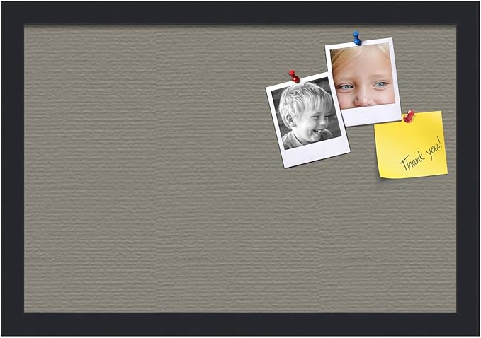 PinPix 18x12 Inch Cork Bulletin Board. This Decorative Framed Pin Board Comes with Pewter Design and a Satin Black Frame. Ideal for Home Office Decor or Message Board (PinPix-1812)