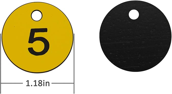 StayMax Plastic ID Number Tags Engraved Tags Key Tags Without Key Rings (1-100, Yellow)