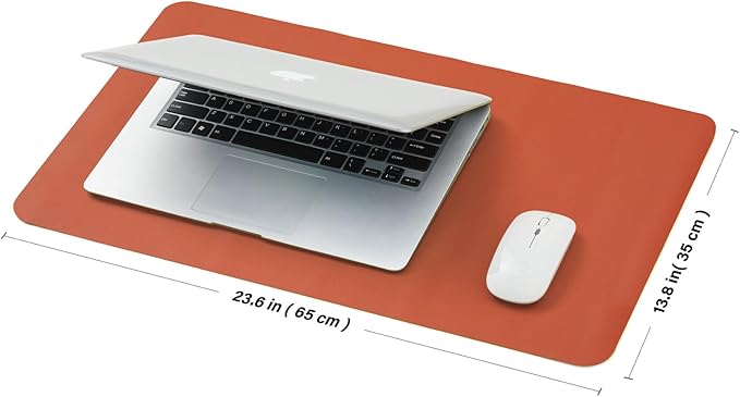Cork Desk Mat - Small Dual-Sided Desk Pad for Office and Home - Desk Organization and Accessories - Ideal for Large Mouse Pad and Small Desk Mats on Top of Desks(Orange,23.6"x 13.8")