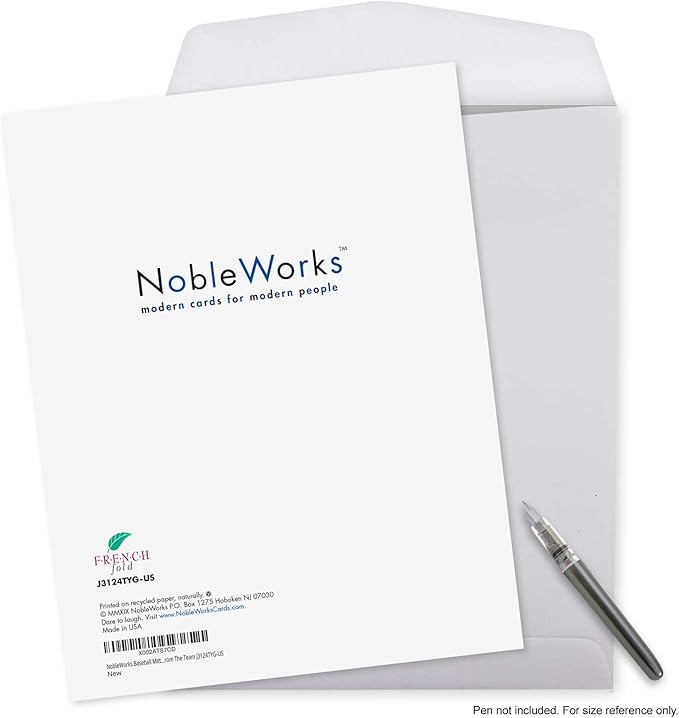 NobleWorks - 1 Jumbo School Coach Teacher Thank You Greeting Card From US with Envelope (8.5 x 11 Inch) Teams Sports and Student Athlete Gratitude Appreciation Notecard - Baseball Mitt J3124TYG-US